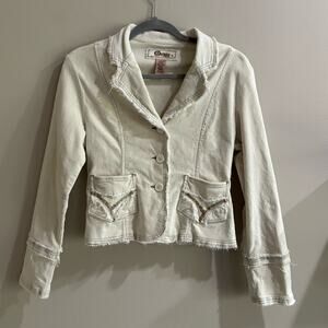 Y2K Star Jeans Cream Corduroy Jacket